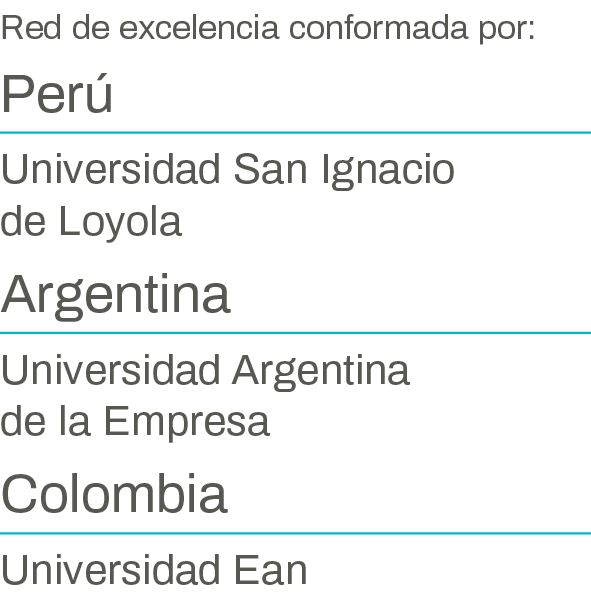 Red de excelencia conformada por: Perú Universidad San Ignacio de Loyola Argentina Universidad Argentina de la Empres   