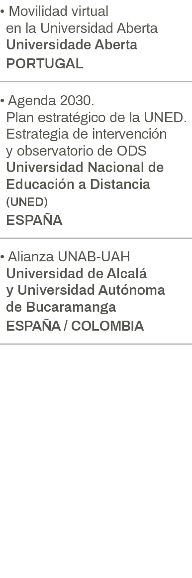   Movilidad virtual en la Universidad Aberta Universidade Aberta PORTUGAL   Agenda 2030  Plan estratégico de la UNED    