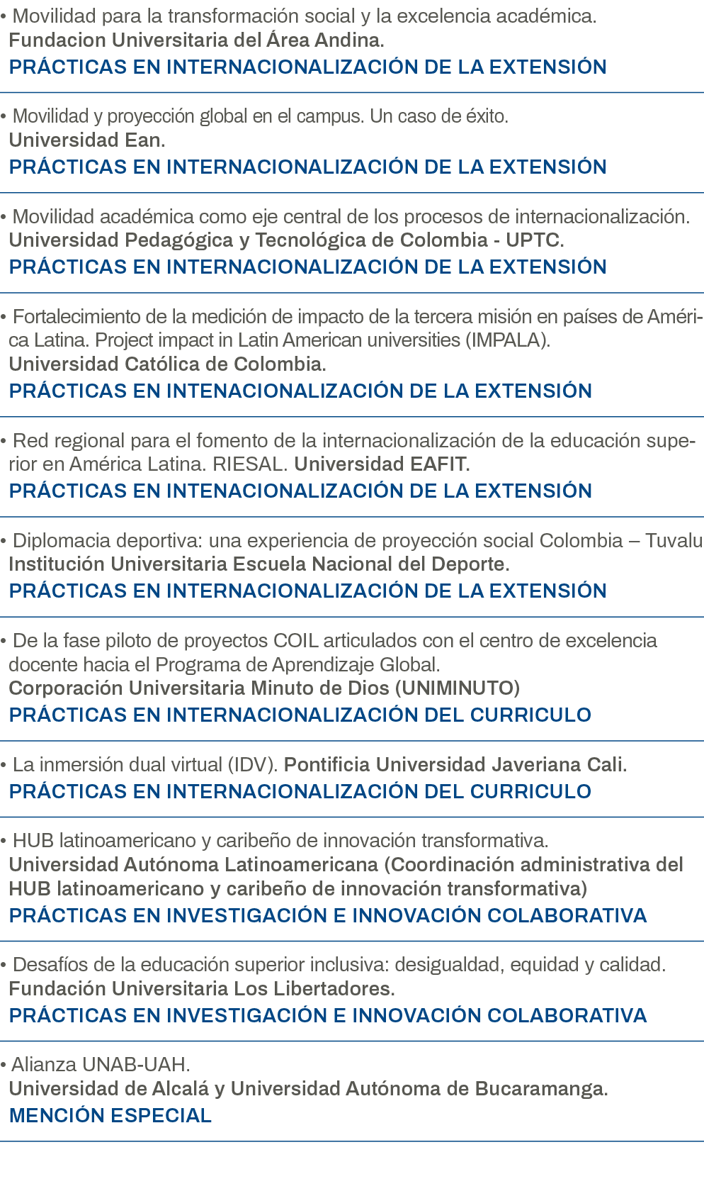   Movilidad para la transformación social y la excelencia académica  Fundacion Universitaria del Área Andina  PRÁCTIC   